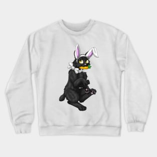 Bobtail BunnyCat: Black (White) Crewneck Sweatshirt